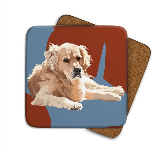 Golden retriever coaster - golden, |