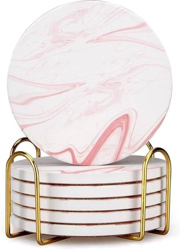 Cute pink marble coasters set - marble,