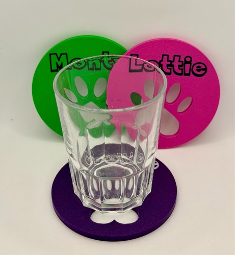Personalised paw print coaster - paw,