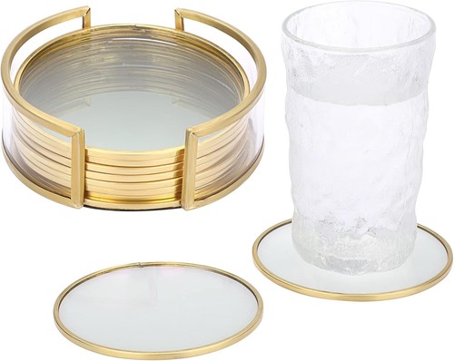 Set glass round coasters - round,