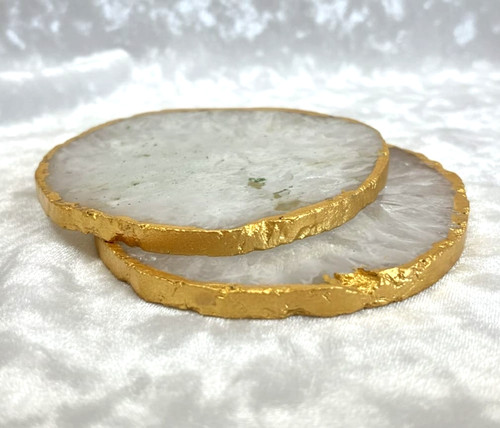 White gold electroplated agate - white,